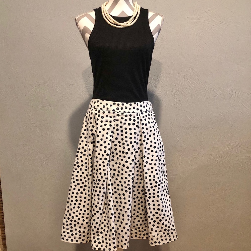 WhoWhatWear black/white polka-dot midi skirt
